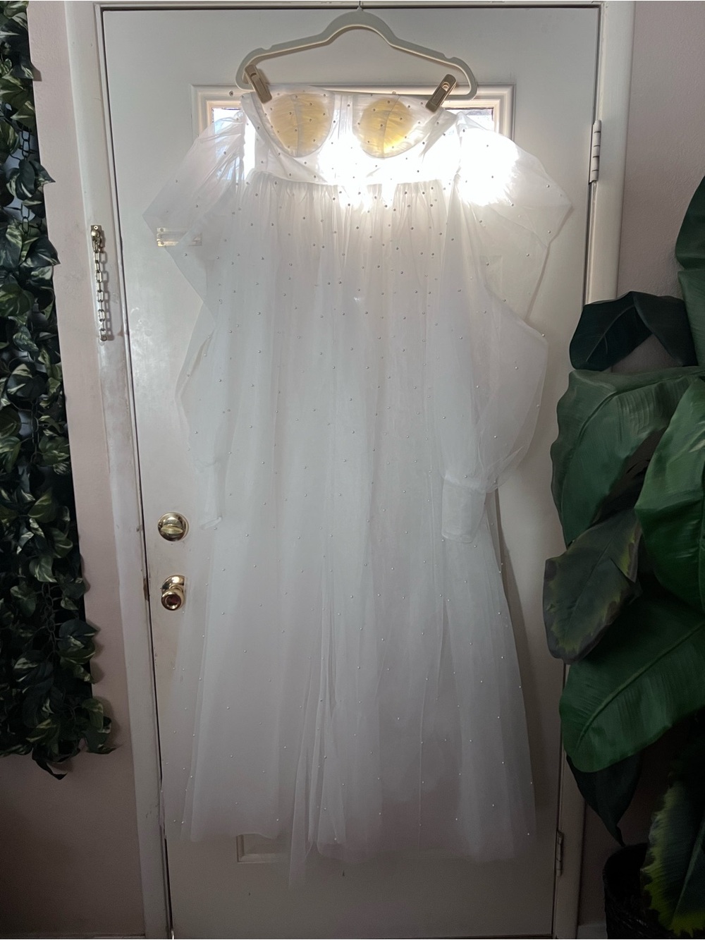 White beaded Tulle maternity Dress